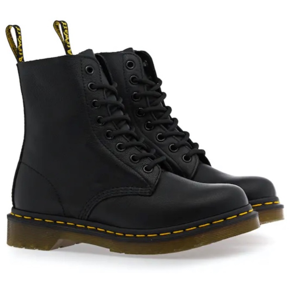 DR.MARTENS 1460 pascal j BOOTS BLACK SIDE ZIPPER sz 2